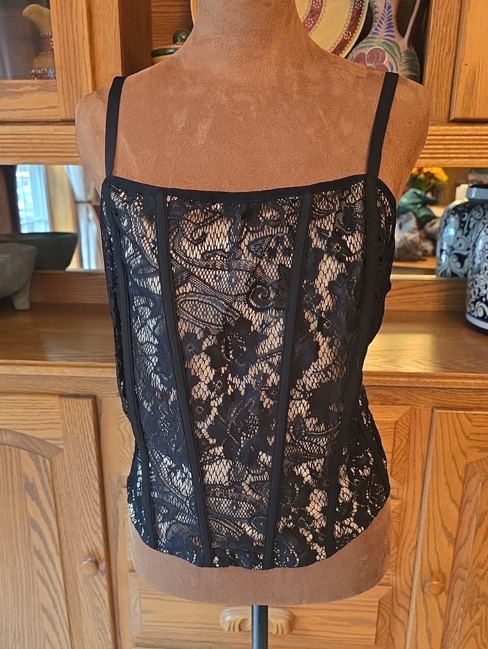 Black Lace Corset Camisole Top